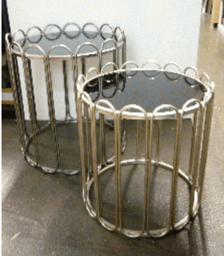 Metal & Black Glass Side Tables