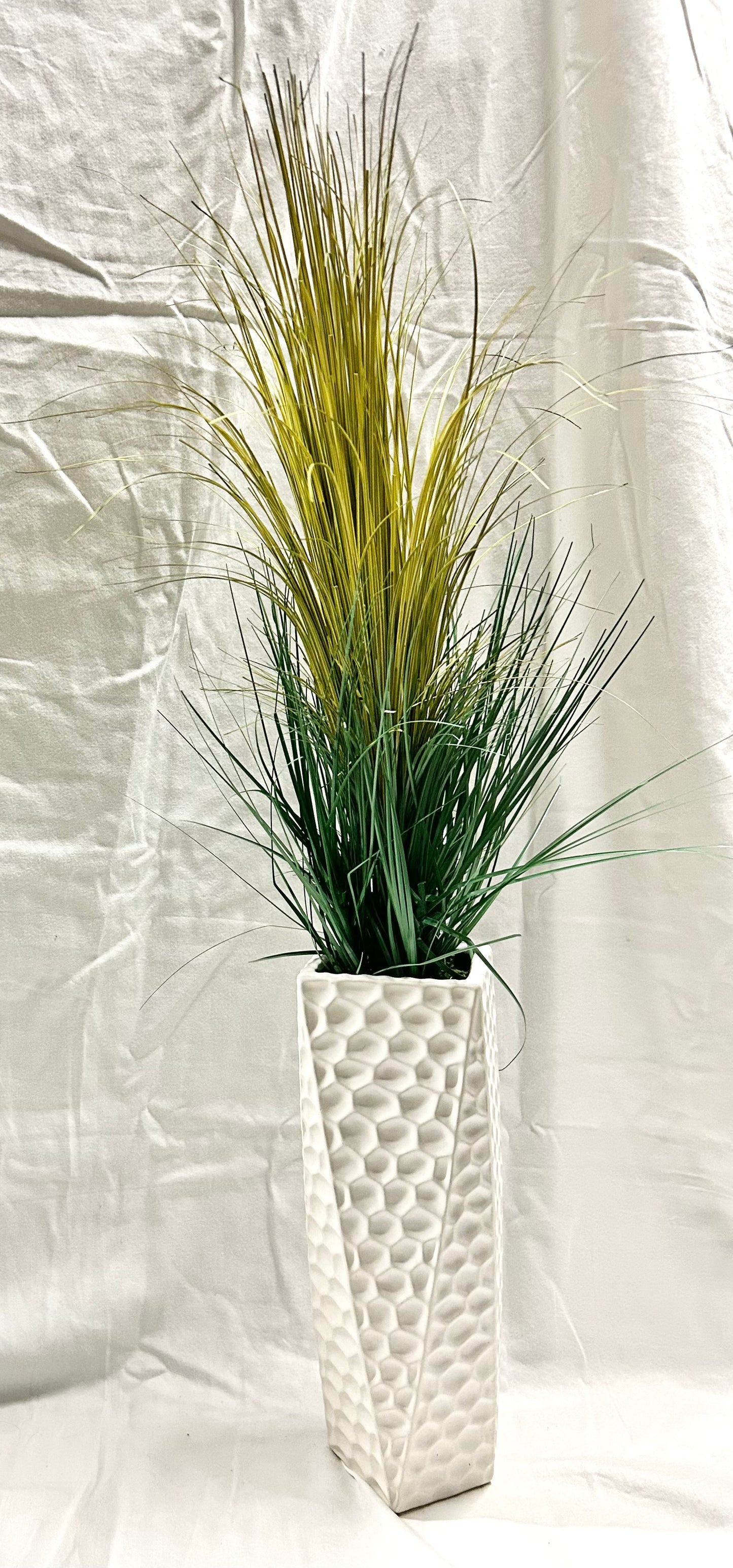 Tall Grass in White Planter